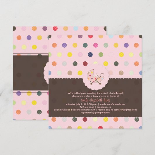 PixDezines Polkadots + Minidots baby shower Kaart (Voorkant / Achterkant)
