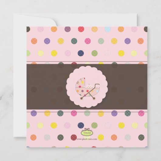 PixDezines Polkadots + Minidots baby shower Kaart (Achterkant)