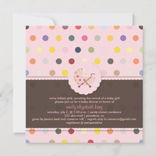 PixDezines Polkadots + Minidots baby shower Kaart (Voorkant)