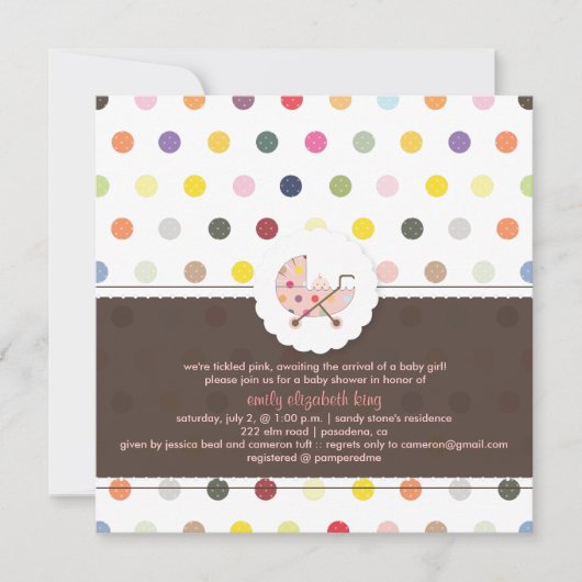 PixDezines Polkadots + Minidots baby shower Kaart (Voorkant)