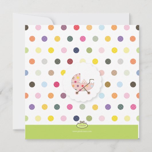 PixDezines Polkadots + Minidots baby shower Kaart (Achterkant)