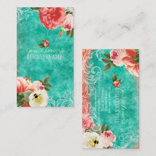 PixDezines pony's/waterverf Visitekaartje (Voorkant / Achterkant)