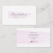 PixDezines Powder Pink Waterverf Brush Stroke Visitekaartje (Voorkant / Achterkant)