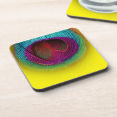 PixDezines Prachtige Peacock-oog/blauwgroen+roze Drankjes Onderzetter (Linkerzijde)