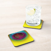 PixDezines Prachtige Peacock-oog/blauwgroen+roze Drankjes Onderzetter (Rechterzijde)