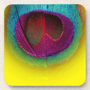 PixDezines Prachtige Peacock-oog/blauwgroen+roze Drankjes Onderzetter