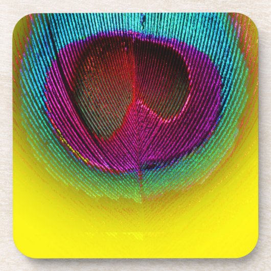 PixDezines Prachtige Peacock-oog/blauwgroen+roze Drankjes Onderzetter (Voorkant)