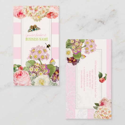 PixDezines  primrose, pinda's Visitekaartje (Voorkant / Achterkant)