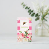 PixDezines primrose, pioenrozen/DIYstripes Visitekaartje (Staand voorkant)