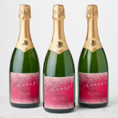PixDezines Proost Kerstmis Red+Glitter Sparkling Wijnetiket (Flessen)