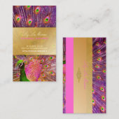 PixDezines Proud Peacock Feather voor lange levens Visitekaartje (Voorkant / Achterkant)