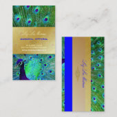 PixDezines Proud Peacock Feather voor lange levens Visitekaartje (Voorkant / Achterkant)