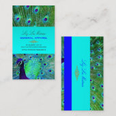 PixDezines Proud Peacock Feather voor lange levens Visitekaartje (Voorkant / Achterkant)