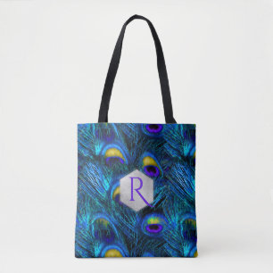 PixDezines PSYCHEDELIC BLAUWE PAUWENVEER Tote Bag