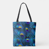 PixDezines PSYCHEDELIC BLAUWE PAUWENVEER Tote Bag (Achterkant)