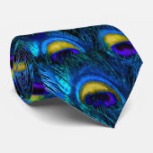 PixDezines Psychedelic Pauw/Kobalt/Aqua Blue Stropdas (Opgerold)
