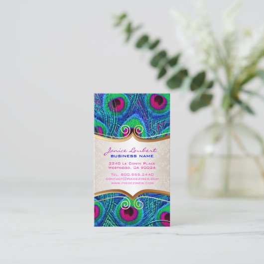 PixDezines psychedelic peace-ock+Gold trim label (Staand voorkant)