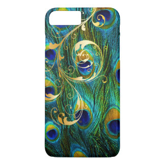 PixDezines Psychedelic Peacock+filigree swirls iPhone 8/7 Plus Hoesje