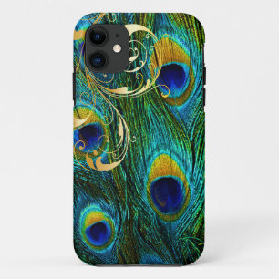 PixDezines Psychedelic Peacock+filigree swirls iPhone 11 Hoesje