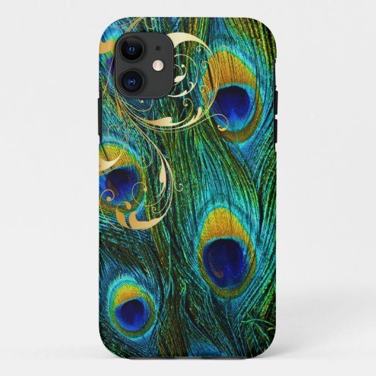 PixDezines Psychedelic Peacock+filigree swirls Case-Mate iPhone Case (Achterkant)