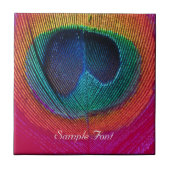 PixDezines Psychedelic Peacock, frambozen Tegeltje (Voorkant)