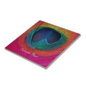 PixDezines Psychedelic Peacock, frambozen Tegeltje (Zijkant)