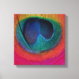 PixDezines Psychedelic Peacock, hete roze, canvas