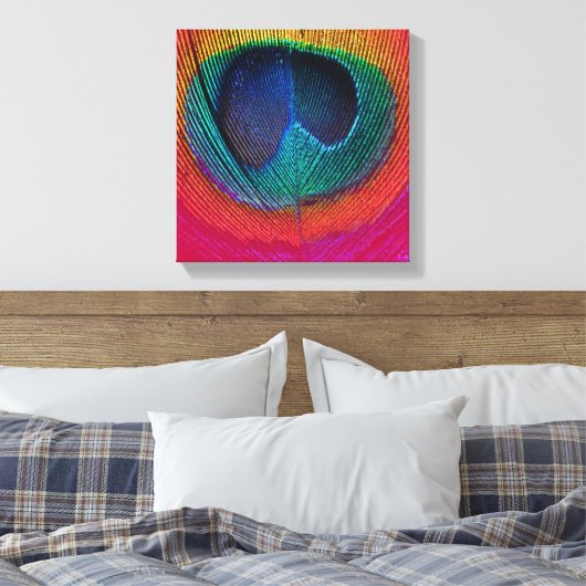 PixDezines Psychedelic Peacock, hete roze, canvas (Insitu (Slaapkamer))