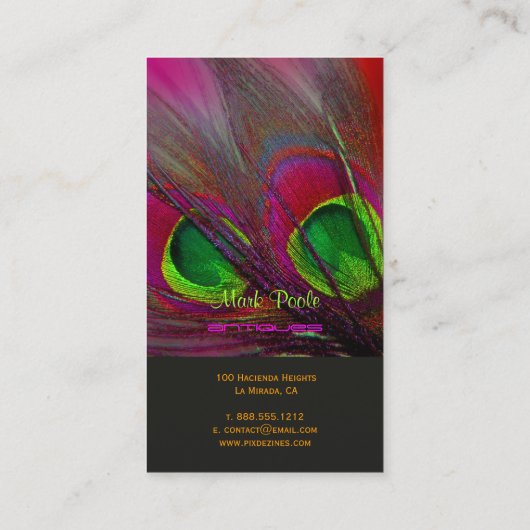 PixDezines Psychedelic Peacock, pas het aan! Visitekaartje (Achterkant)