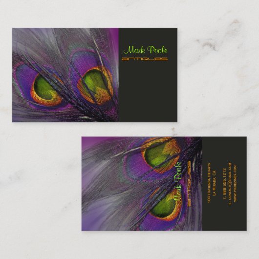 PixDezines Psychedelic Peacock, pas het aan! Visitekaartje (Voorkant / Achterkant)