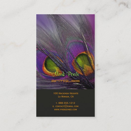 PixDezines Psychedelic Peacock, pas het aan! Visitekaartje (Achterkant)