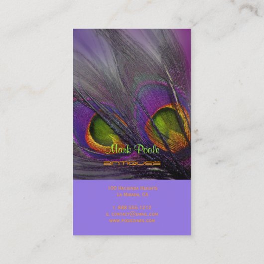 PixDezines Psychedelic Peacock, pas het aan! Visitekaartje (Achterkant)