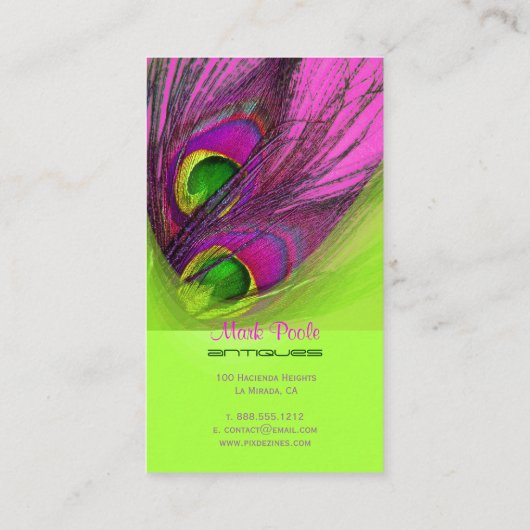 PixDezines Psychedelic Peacock, pas het aan! Visitekaartje (Achterkant)