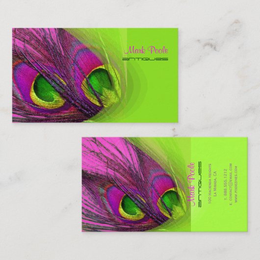 PixDezines Psychedelic Peacock, pas het aan! Visitekaartje (Voorkant / Achterkant)