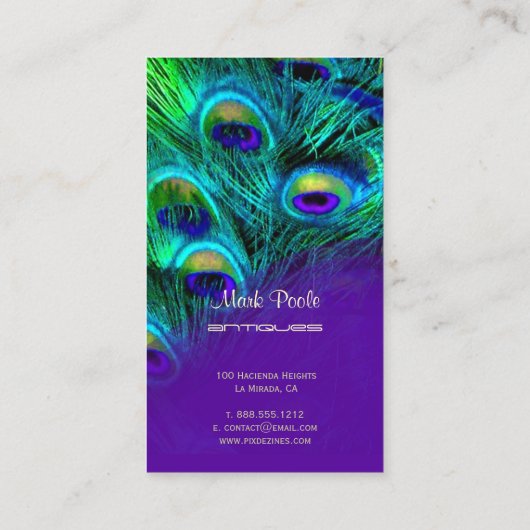 PixDezines Psychedelic Peacock, pas het aan! Visitekaartje (Achterkant)