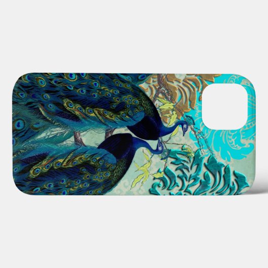 PixDezines Psychedelic Peacocks+Damask Case-Mate iPhone Case (Achterkant (horizontaal))
