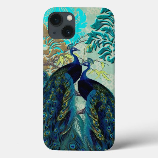PixDezines Psychedelic Peacocks+Damask Case-Mate iPhone Case (Achterkant)
