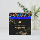PixDezines Psychedelic Stars, Bar Mitzvah Kaart (Staand voorkant)