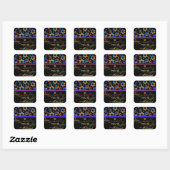 PixDezines Psychedelic Stars/Bar Mitzvah Vierkante Sticker (Vel)