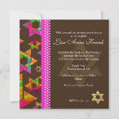 PixDezines Psychedelic Stars, Bat Mitzvah Kaart (Achterkant)