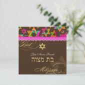 PixDezines Psychedelic Stars, Bat Mitzvah Kaart (Staand voorkant)