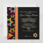 PixDezines Psychedelic Stars, Bat Mitzvah Kaart (Achterkant)