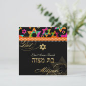 PixDezines Psychedelic Stars, Bat Mitzvah Kaart (Staand voorkant)
