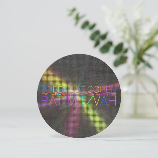 PixDezines psychedelic stars/neon/bat mitzvah Kaart (Staand voorkant)