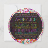 PixDezines psychedelic stars/neon/bat mitzvah Kaart (Achterkant)