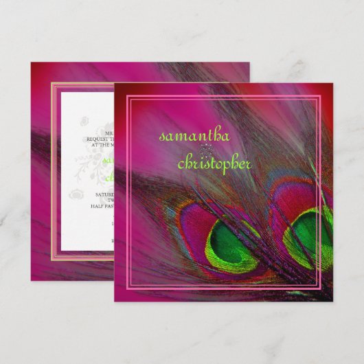 PixDezines psychedelische paukveer/hete roze Kaart (Voorkant / Achterkant)