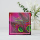 PixDezines psychedelische paukveer/hete roze Kaart (Staand voorkant)