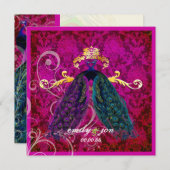 PixDezines psychedelische paukveer/hete roze Kaart (Voorkant / Achterkant)