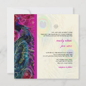 PixDezines psychedelische paukveer/hete roze Kaart (Achterkant)