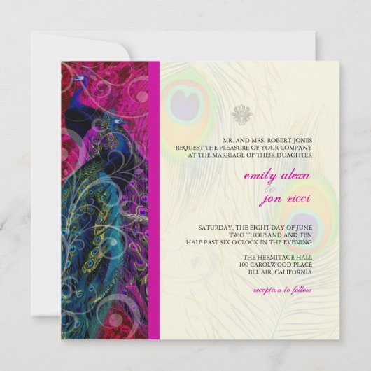 PixDezines psychedelische paukveer/hete roze Kaart (Achterkant)